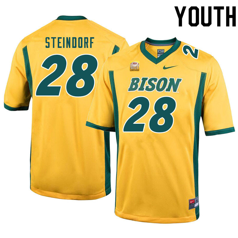 Youth #28 Kaedin Steindorf North Dakota State Bison College Football Jerseys Sale-Yellow - Click Image to Close